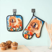 AMONG THE POPPIES Chow Ofenhandschuh & Topflappen-Set