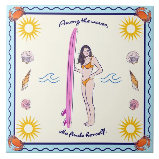 Among the waves, she finds herself. fliese (Vorderseite)