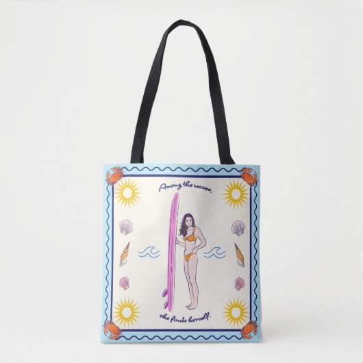 Among the waves, she finds herself. tasche (Vorderseite)