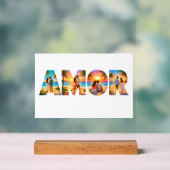 AMOR Acrylic Sign with Vibrant Beach Couples Acrylschild (Neutral)