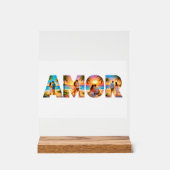 AMOR Acrylic Sign with Vibrant Beach Couples Acrylschild (Vorderseite)
