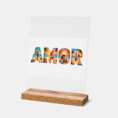 AMOR Acrylic Sign with Vibrant Beach Couples Acrylschild (Winkel)