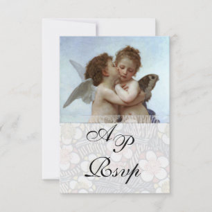 Amor and Psyche as Children Wedding Party Monogram Einladung