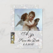 Amor and Psyche as Children Wedding Party Monogram Einladung (Vorne/Hinten)