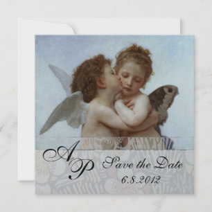 Amor and Psyche as Children Wedding Party Monogram Einladung