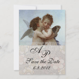 Amor and Psyche as Children Wedding Party Monogram Einladung