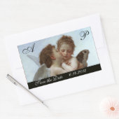 Amor and Psyche as Children Wedding Party Monogram Rechteckiger Aufkleber (Umschlag)