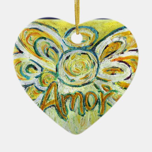 Amor Angel Word (Spanische "Liebe") Keramikornament (Vorne)