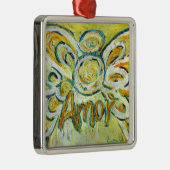 Amor Angel Word (Spanische "Liebe") Silbernes Ornament (Rechts)