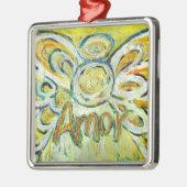 Amor Angel Word (Spanische "Liebe") Silbernes Ornament (Links)
