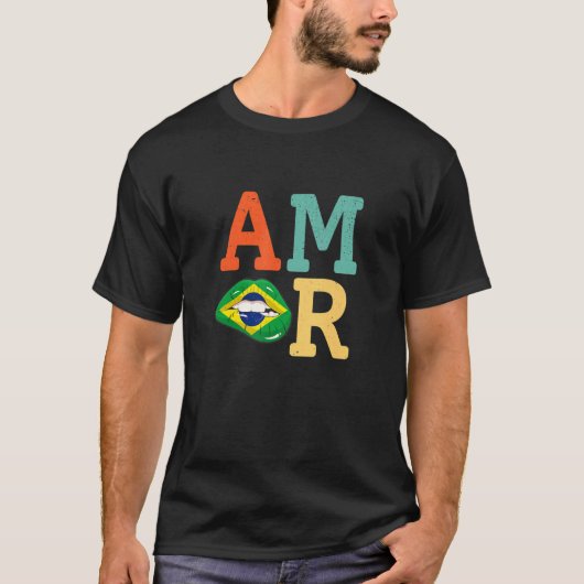Amor Brazil flag lips T-Shirt (Vorderseite)