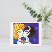 Amor + Chips + Fantasien Postkarte (Stehend Vorderseite)