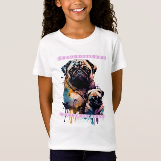 Amor de madre Mops - Mütterliche Amor bedingt T-Shirt (Vorderseite)