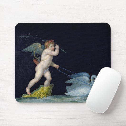 Amor, der durch ein Paar Schwäne (Öl, geführt wird Mousepad (Mit Mouse)