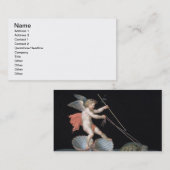 Amor, der durch Schildkröten (Öl, geführt wird auf Visitenkarte (Vorne/Hinten)