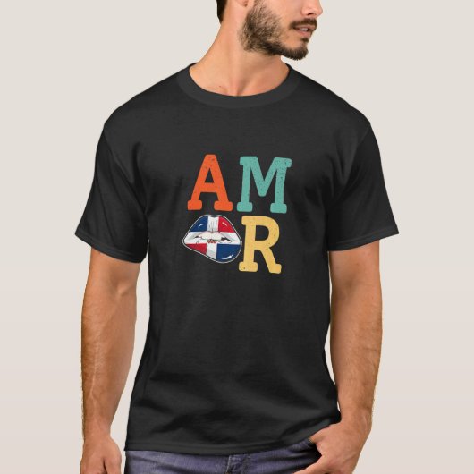 Amor Dominican Rep Woman flag lips T-Shirt (Vorderseite)