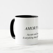 AMOR FATI. Akzeptieren und Liebe alles, was passie Tasse (Vorderseite Links)
