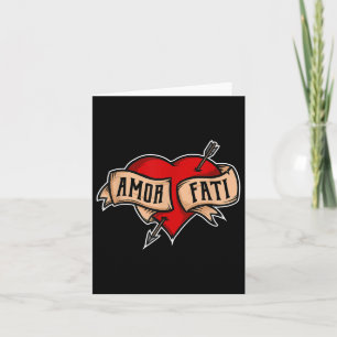 Amor Fati - Clic Nietzsche Tattoo Heart Design Karte