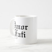 Amor Fati - Liebe des Schicksals Kaffeetasse (Vorderseite Links)