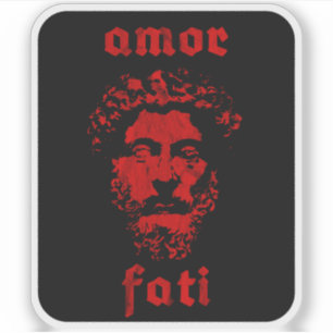 Amor Fati - Marcus Aurelius (Vintag rot) Aufkleber