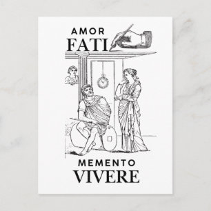 Amor Fati Philosophie Linienkunst Postkarte