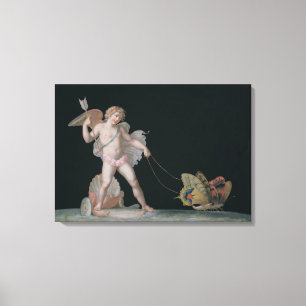 Amor geführt durch Schmetterlinge (Öl auf Platte) Leinwanddruck