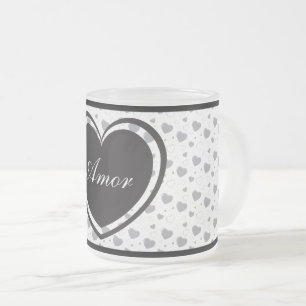 Amor Grey glänzende Herzen niedlich romantische Mu Mattglastasse