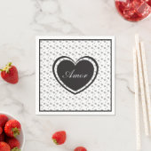 Amor Grey glänzende Herzen niedlich romantische Mu Serviette (Beispiel)