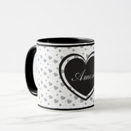 Amor Grey glänzende Herzen niedlich romantische Mu Tasse