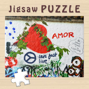 Amor Heart and Peace on a Graffiti Wall - Puzzle