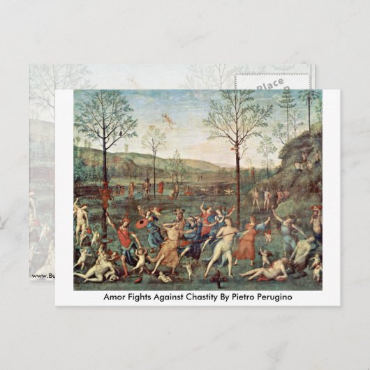 Amor kämpft gegen Keuschheit von Pietro Perugino Postkarte (Vorne/Hinten)