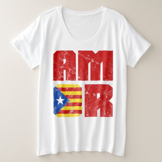 Amor katalanische Liebe, Katalonien Estelada Flag Große Größe T-Shirt (Design vorne)
