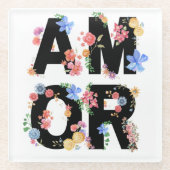 Amor, Niedliche Liebe des Blumenfrühlings Romantis Glasuntersetzer (Vorderseite)