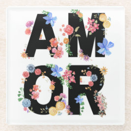 Amor, Niedliche Liebe des Blumenfrühlings Romantis Glasuntersetzer