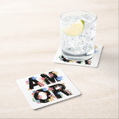 Amor, Niedliche Liebe des Blumenfrühlings Romantis Rechteckiger Pappuntersetzer (Vor Ort)