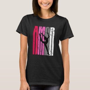 Amor Pink Girls Rhythmische Gymnastik Silhouette P T-Shirt