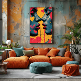 Amor Pop Art: Rostros Enamorados Fotodruck