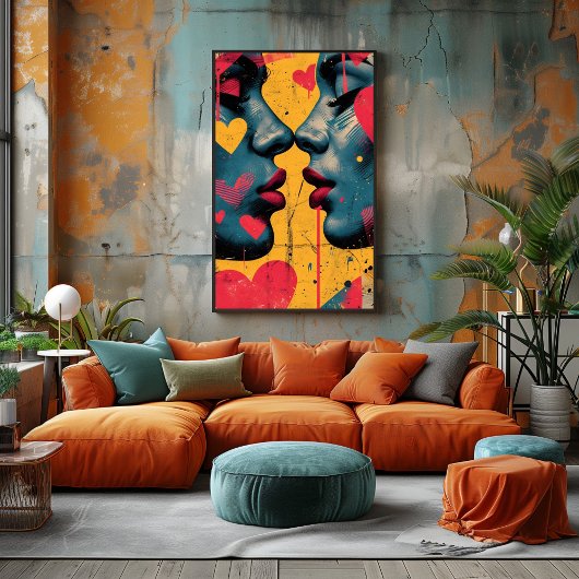 Amor Pop Art: Rostros Enamorados Fotodruck