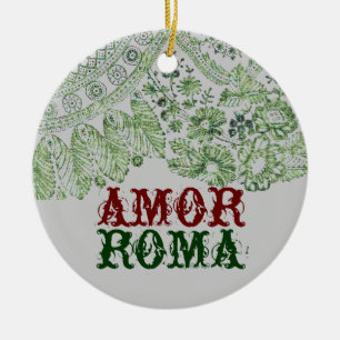 Amor Rom mit grüner Spitze Keramik Ornament