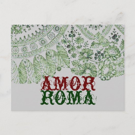 Amor Roma mit grüner Spitze Postkarte (Vorderseite)