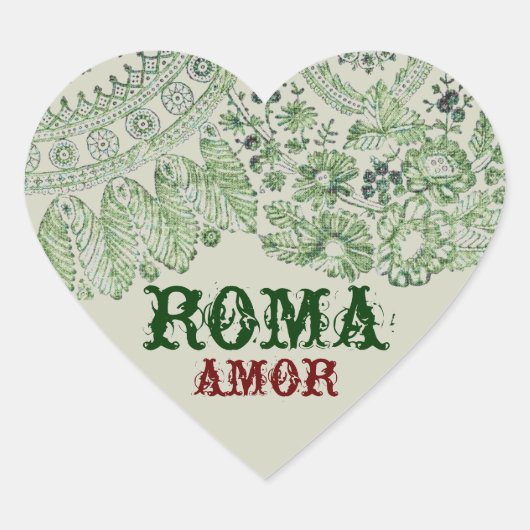 Amor Roma mit Vintager Spitze Herz-Aufkleber (Vorderseite)