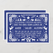 Amor, salud, alegría papel picado Blau Weihnachten (Vorne/Hinten)