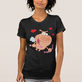 Amor-Schwein, das WithThree Rot-Herzen fliegt T-Shirt