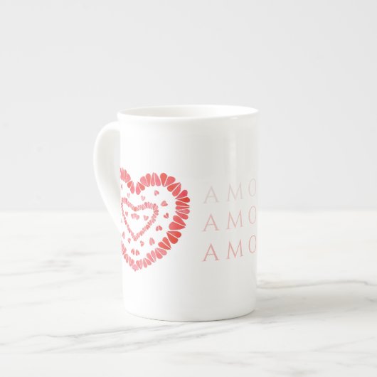 AMOR-SPANISCHE LIEBE Knochen-China Tasse (Vorderseite Links)