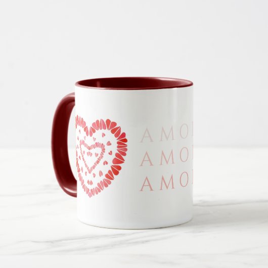AMOR-SPANISCHE LIEBE Maroon Combo Tasse (Vorderseite Links)