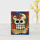 Amor Tag des toten Zuckerschädels Karte (Gelbe Blume)