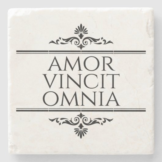 Amor Vincit Omnia Liebe erobert alle lateinischen Steinuntersetzer (Vorderseite)