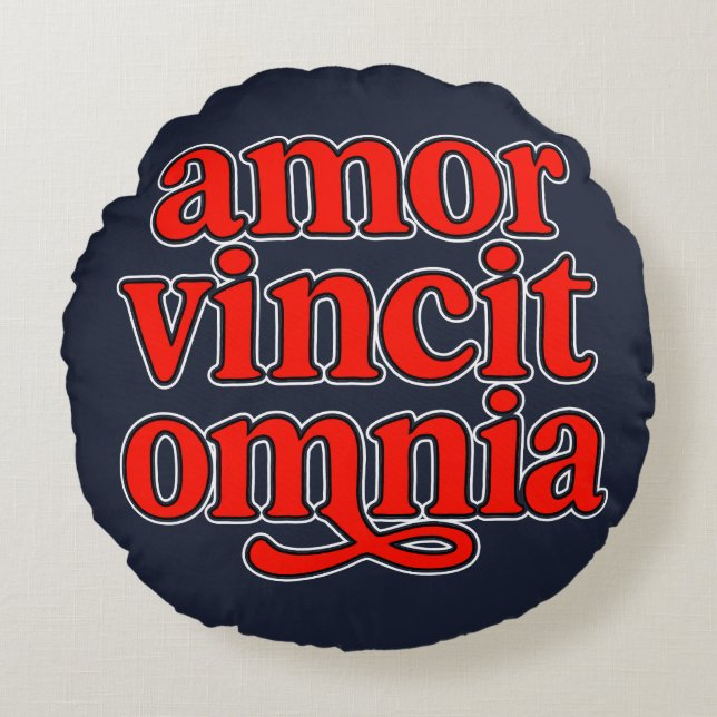 Amor vincit omnia rundes kissen (Vorderseite)