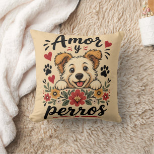 Amor y Perros Lustiges Hunde-Liebhaber-Design Kissen