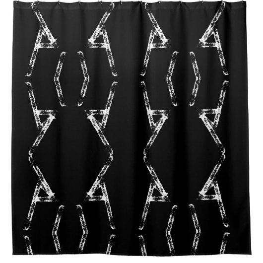 Amora 7 Schwarz/Weiß Duschvorhang (Vorderseite)